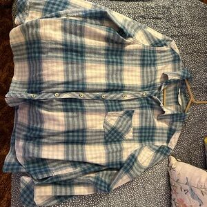 Sonoma Plaid Flannel Shirt in Blue and White